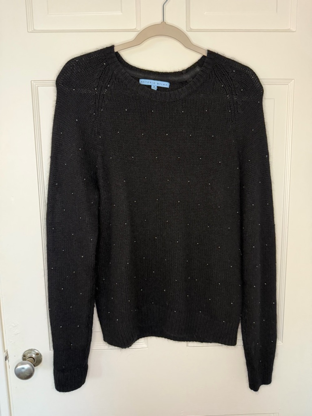 Antonio Melani Black Embellished Metallic Studs Knit Sweater Medium